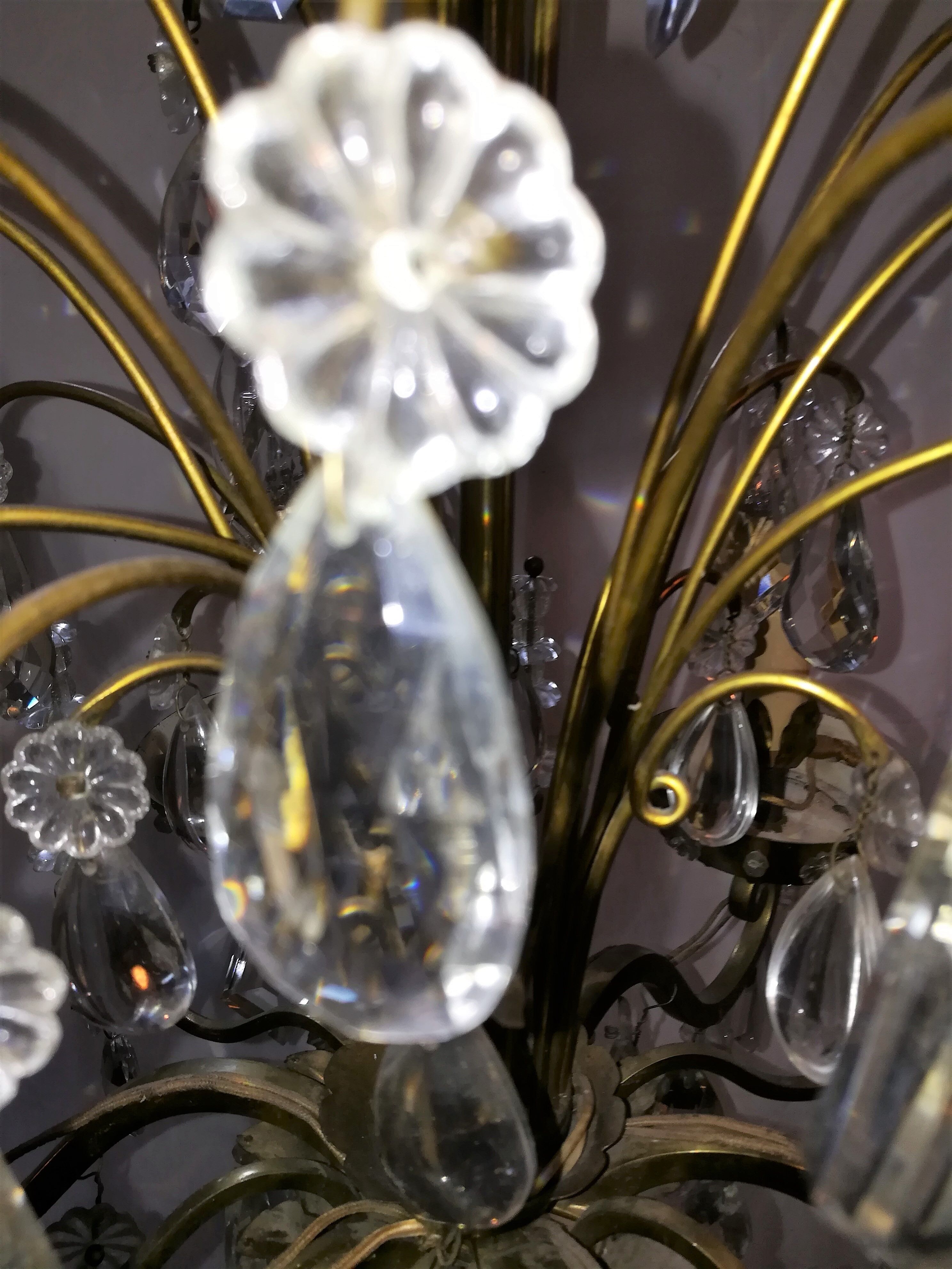 Lustre en verre et laiton 1960