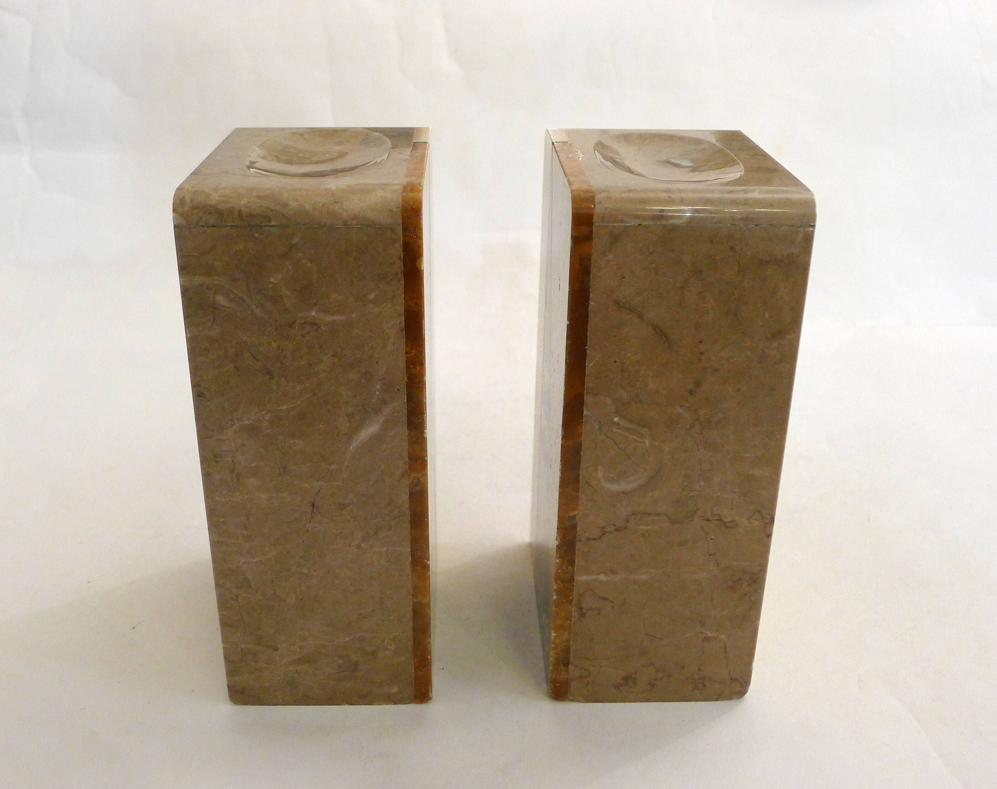 Art Deco bookends pair in marble and onyx.