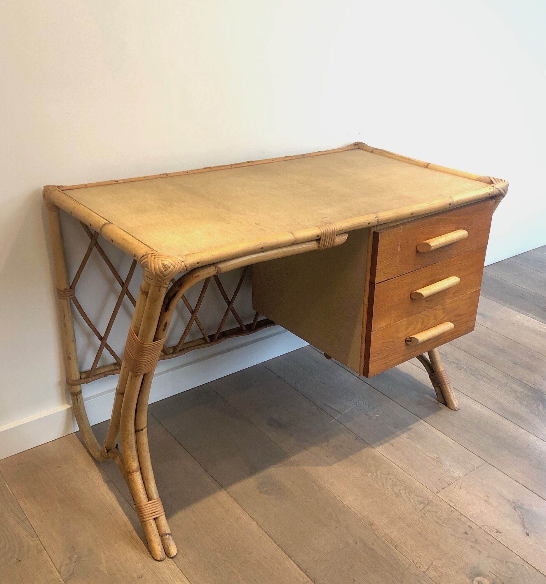 Rattan desk around 1970