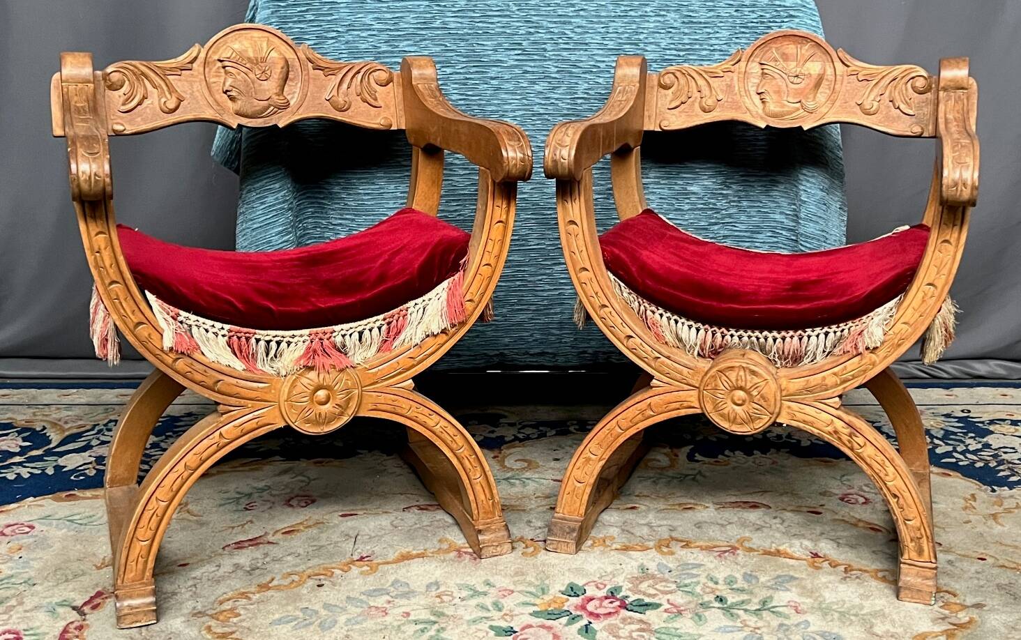 Pair of Dagobert armchairs. Solid oak.