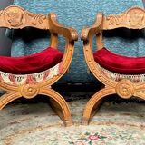 Pair of Dagobert armchairs. Solid oak.