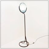 Floor lamp in metal and sandblasted glass disc