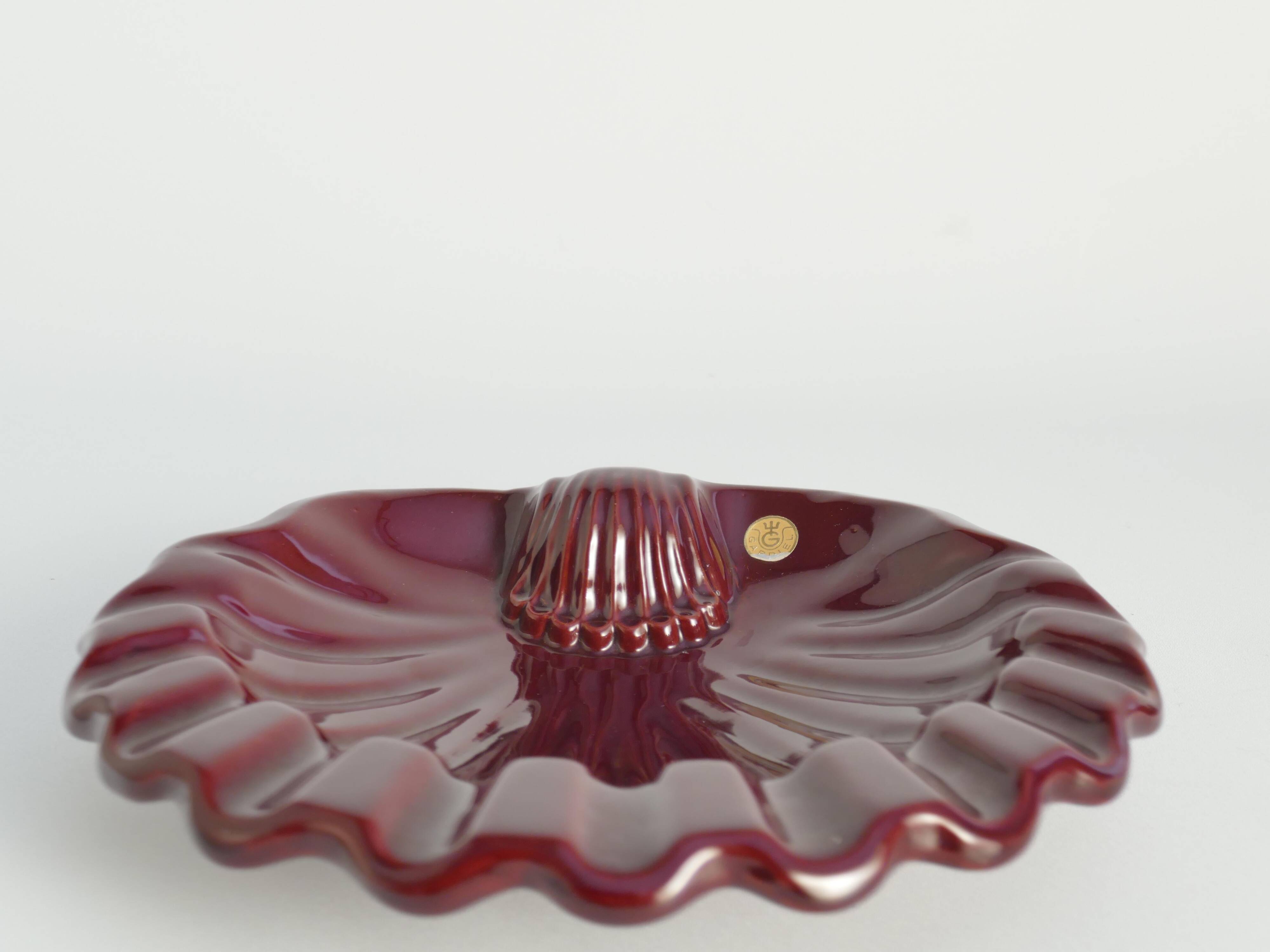Art Deco Merlot Red Ceramic Vide-Poche by Gabriel Keramik, Sweden 1960s
