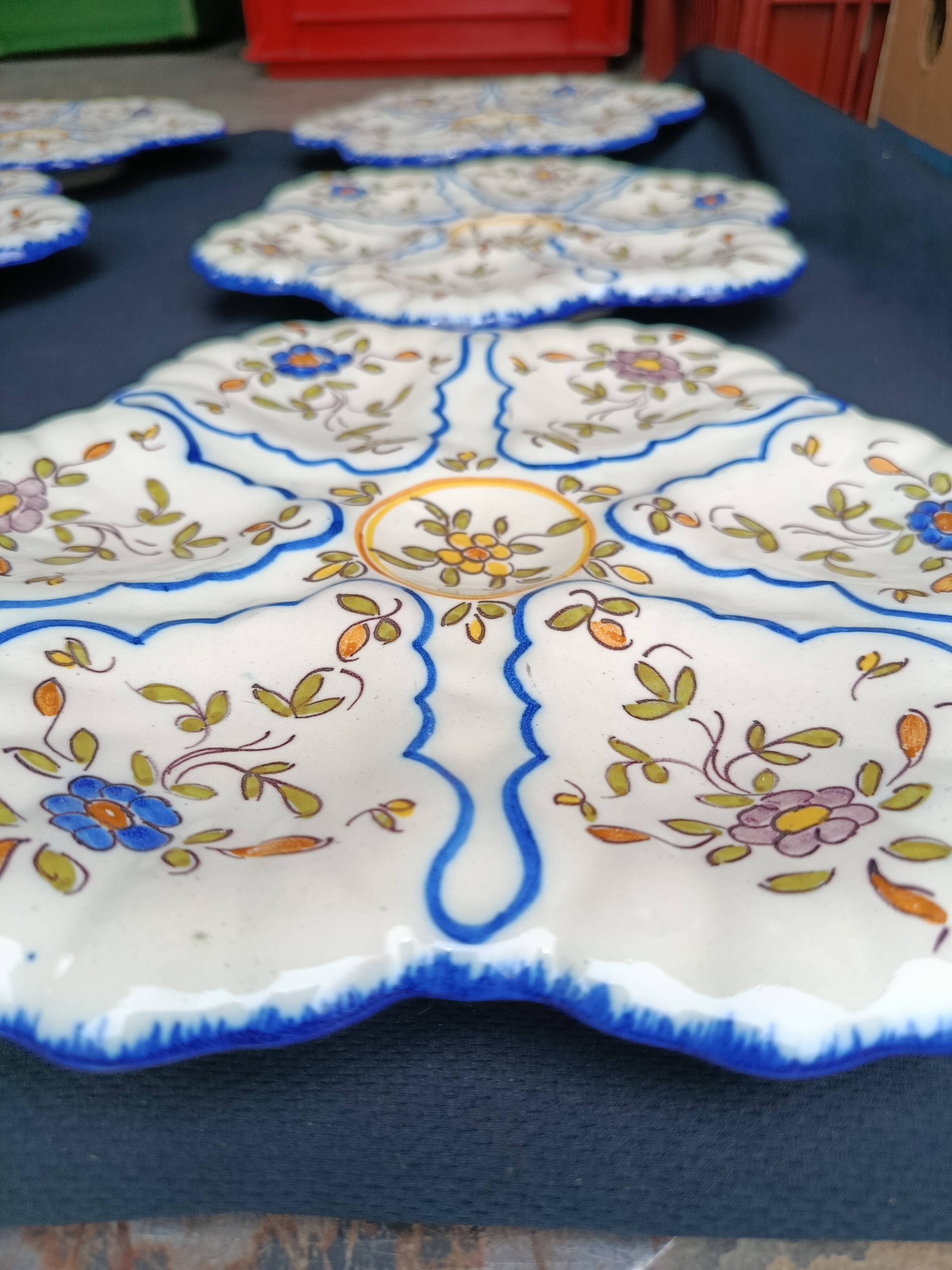 6 assiettes à huîtres Ribet Bonnassie