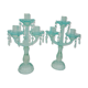 Paire d' anciens chandeliers à pampilles en verre moulé bleu vert turquoise