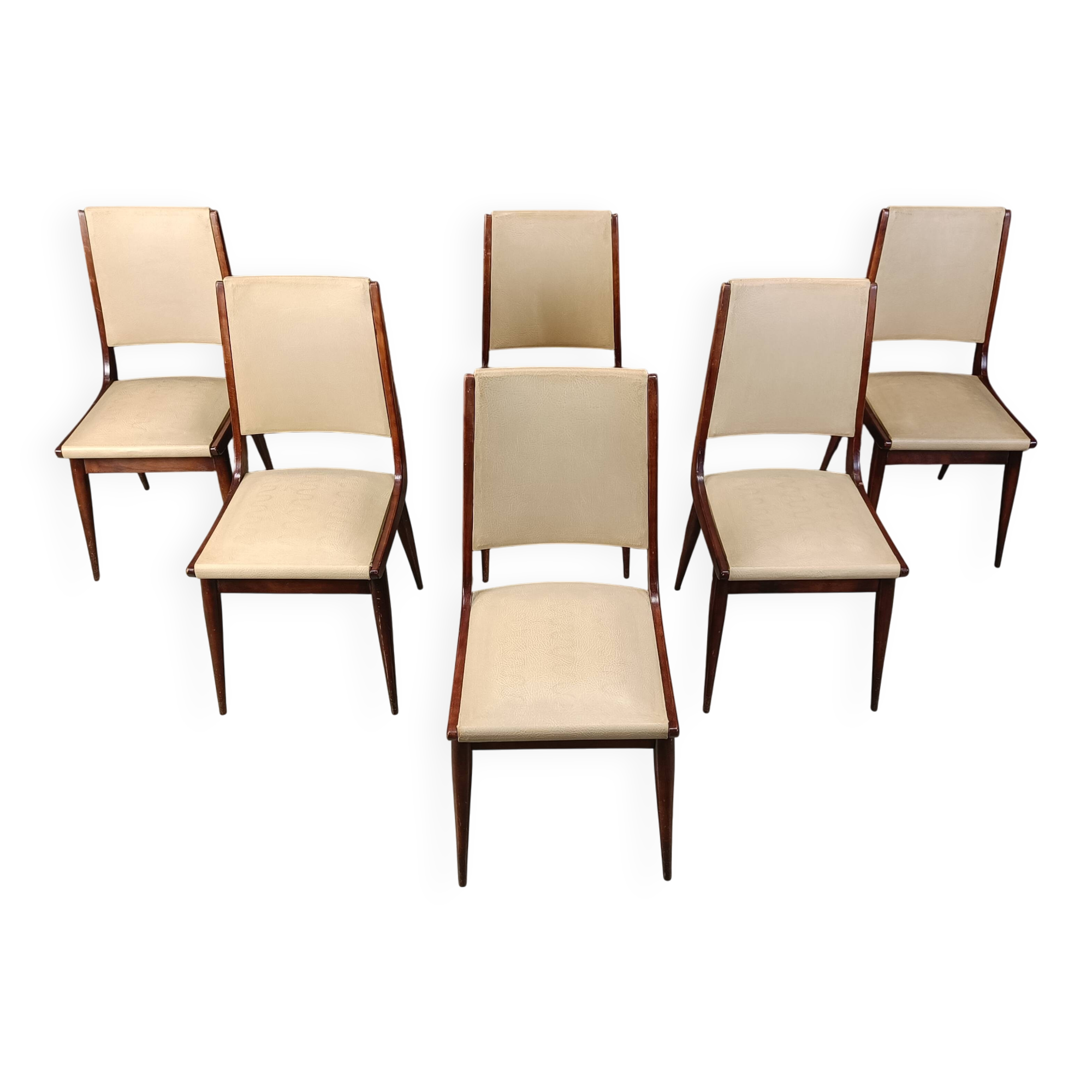 Set of 6 mid century italian dining chairs, 1950s - set of 6