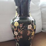 Large vintage ceramic vase with floral decoration