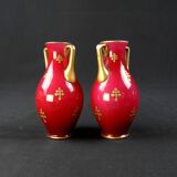 Pair of Baccarat crystal baluster vases decorated with a Lorraine cross