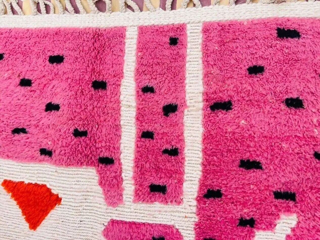 Tapis berbère tissé à la main en laine 400x300 cm rose, Maroc