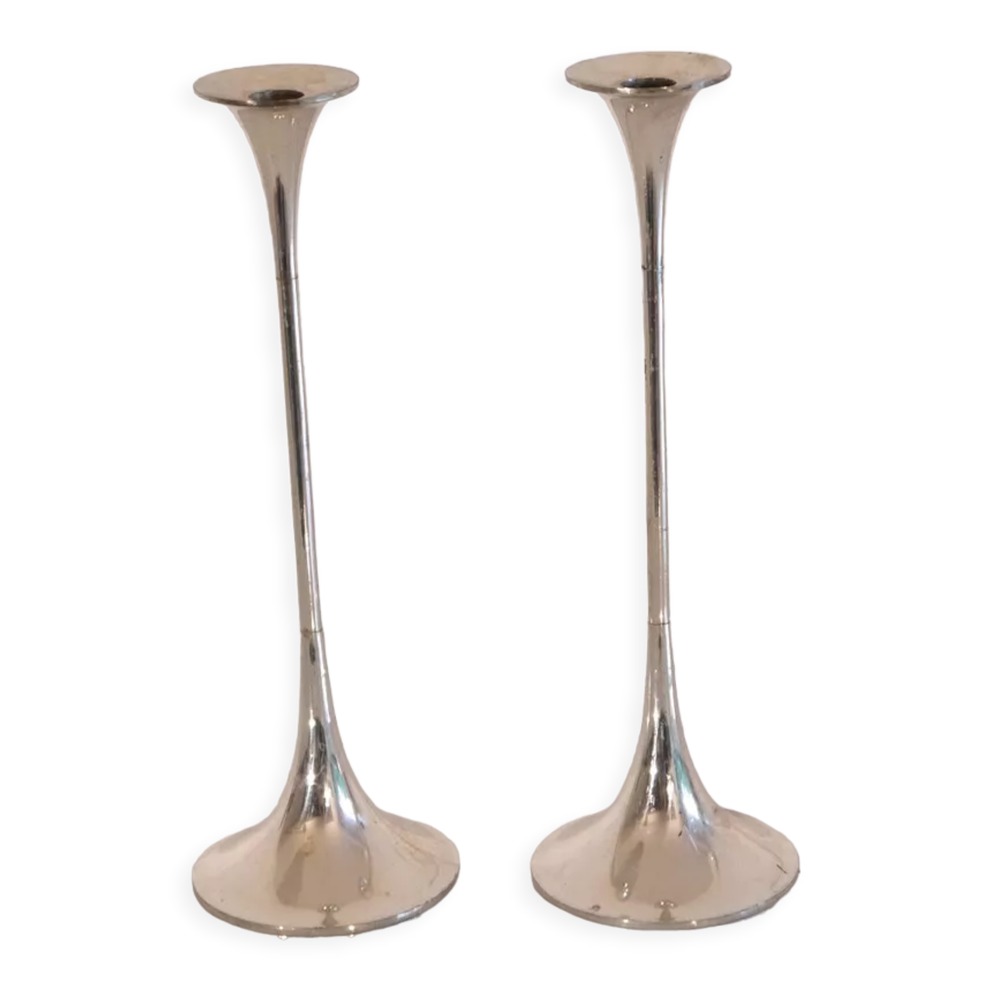 Pair of vintage metal candle holders 1970