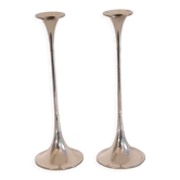 Pair of vintage metal candle holders 1970