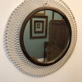 20th round mirror in white perforated metal 29x29cm
