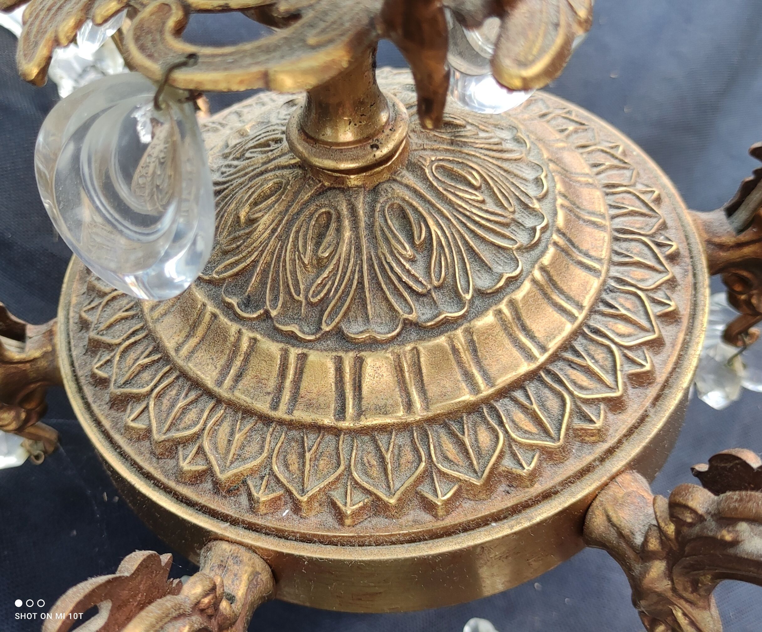 Old bronze chandelier/stamps and angel décor