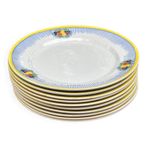 Lot de 10 assiettes plates Boch Frères La Louvière – Décor fruitier Art Déc