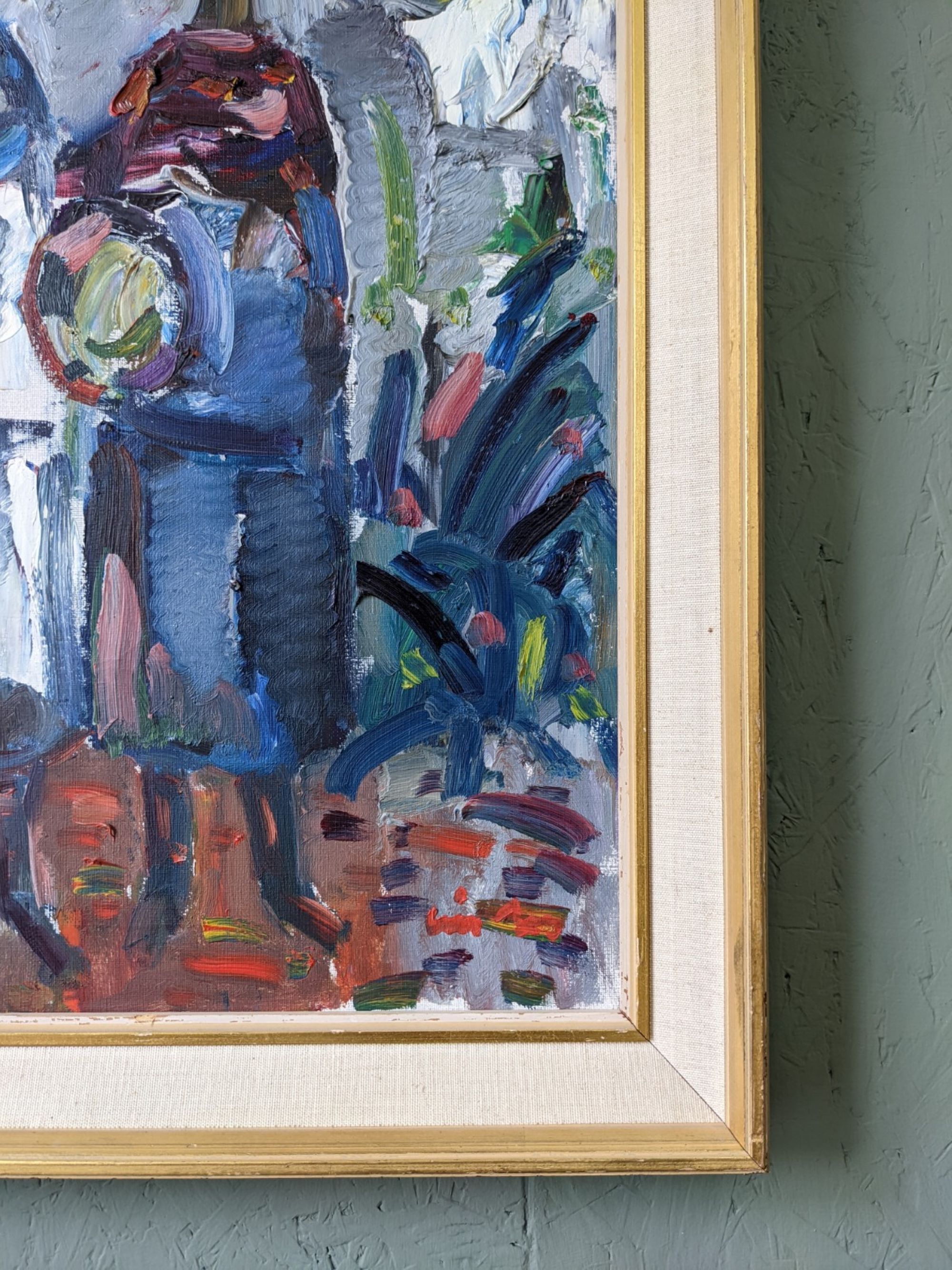 Peinture à l’huile figurative vintage suédoise « Moroccan Ladies » suédoise du milieu du siècle, encadrée