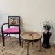 Round cane coffee table