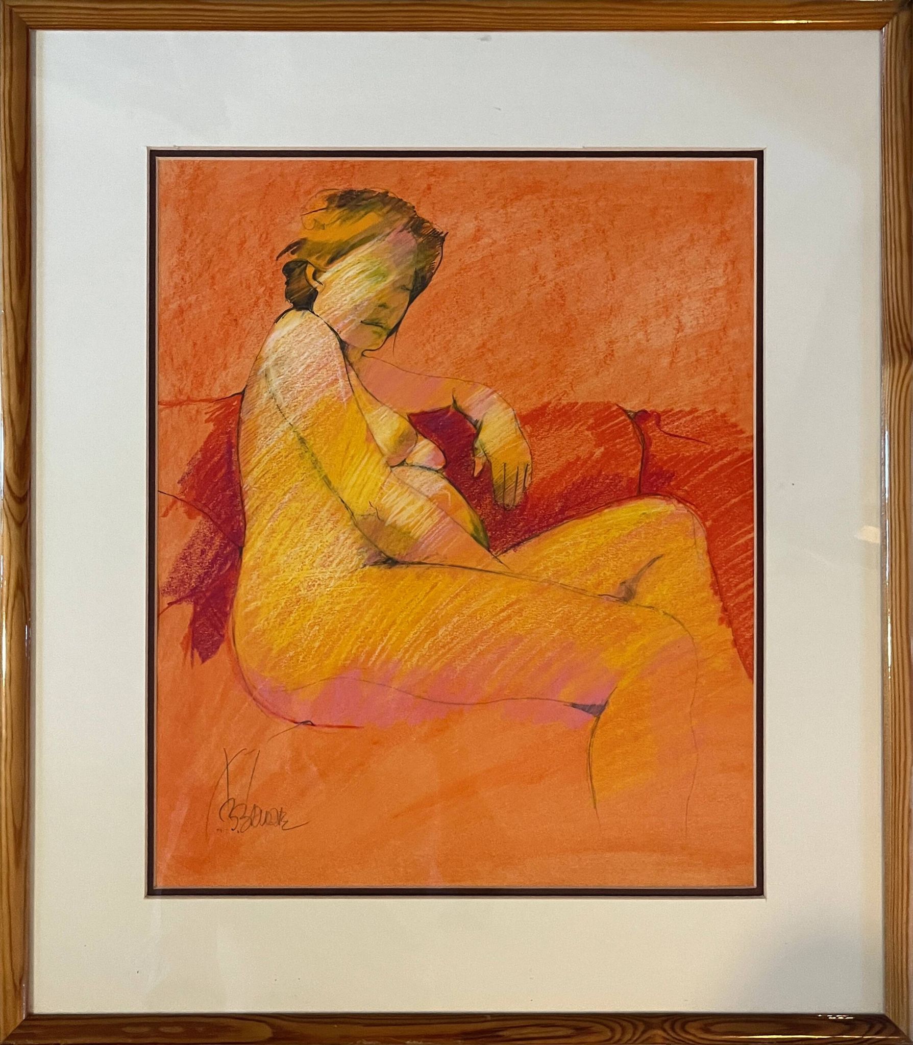 Tableau Pastel Claude Blanc-Brude (born in 1932) "Maternity"