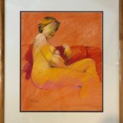 Tableau Pastel Claude Blanc-Brude (born in 1932) "Maternity"