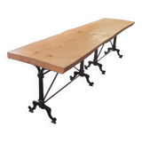 Large bistro table wooden top and cast iron bases -2m56