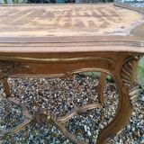 Louis XV style gilded wood coffee table with marble top
