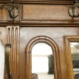 Napoleon III wardrobe in walnut, late 19th century, 3 mirrors, marble.