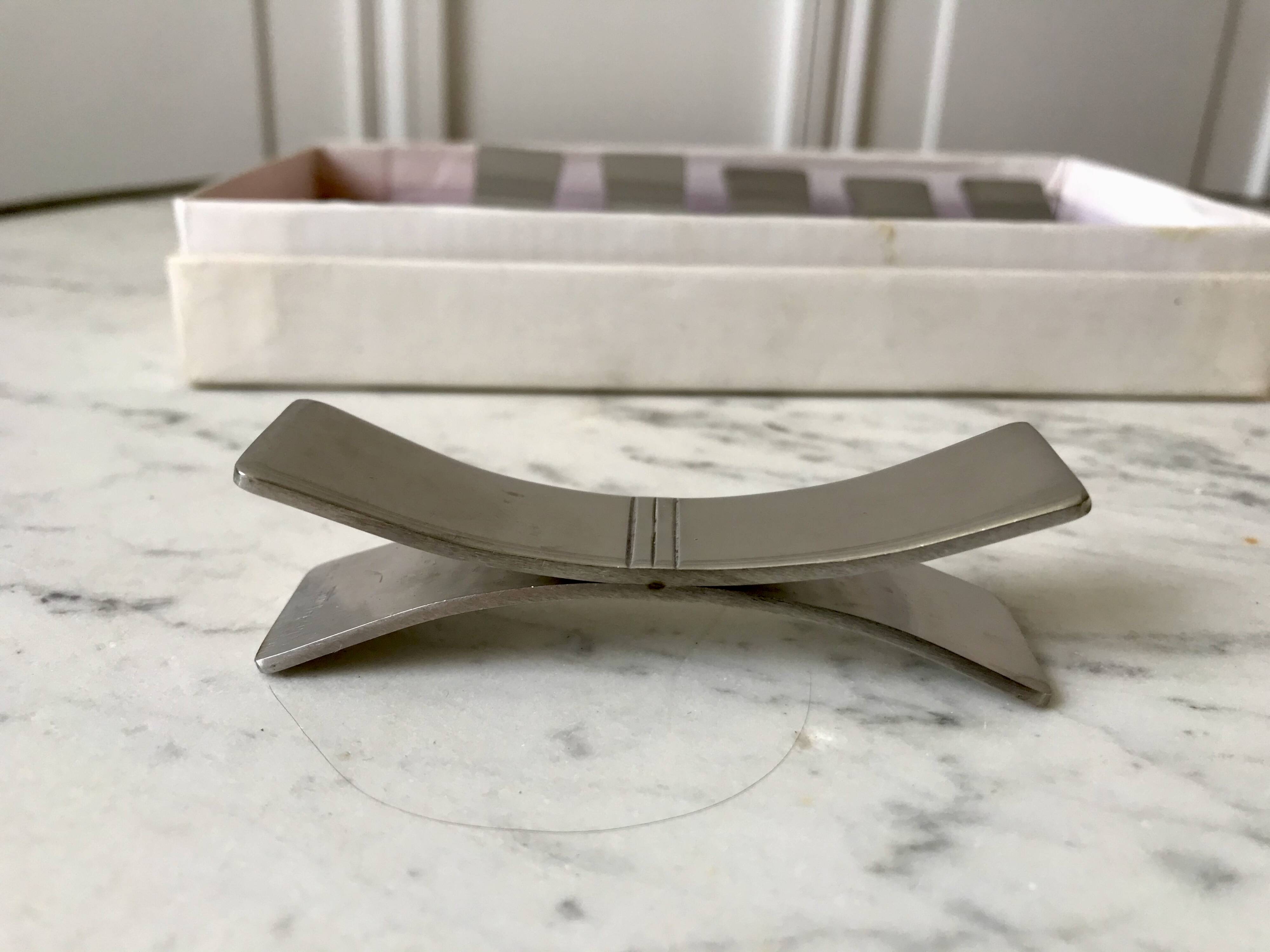 Set of 6 designer stainless steel knife holders from the 60s and 70s