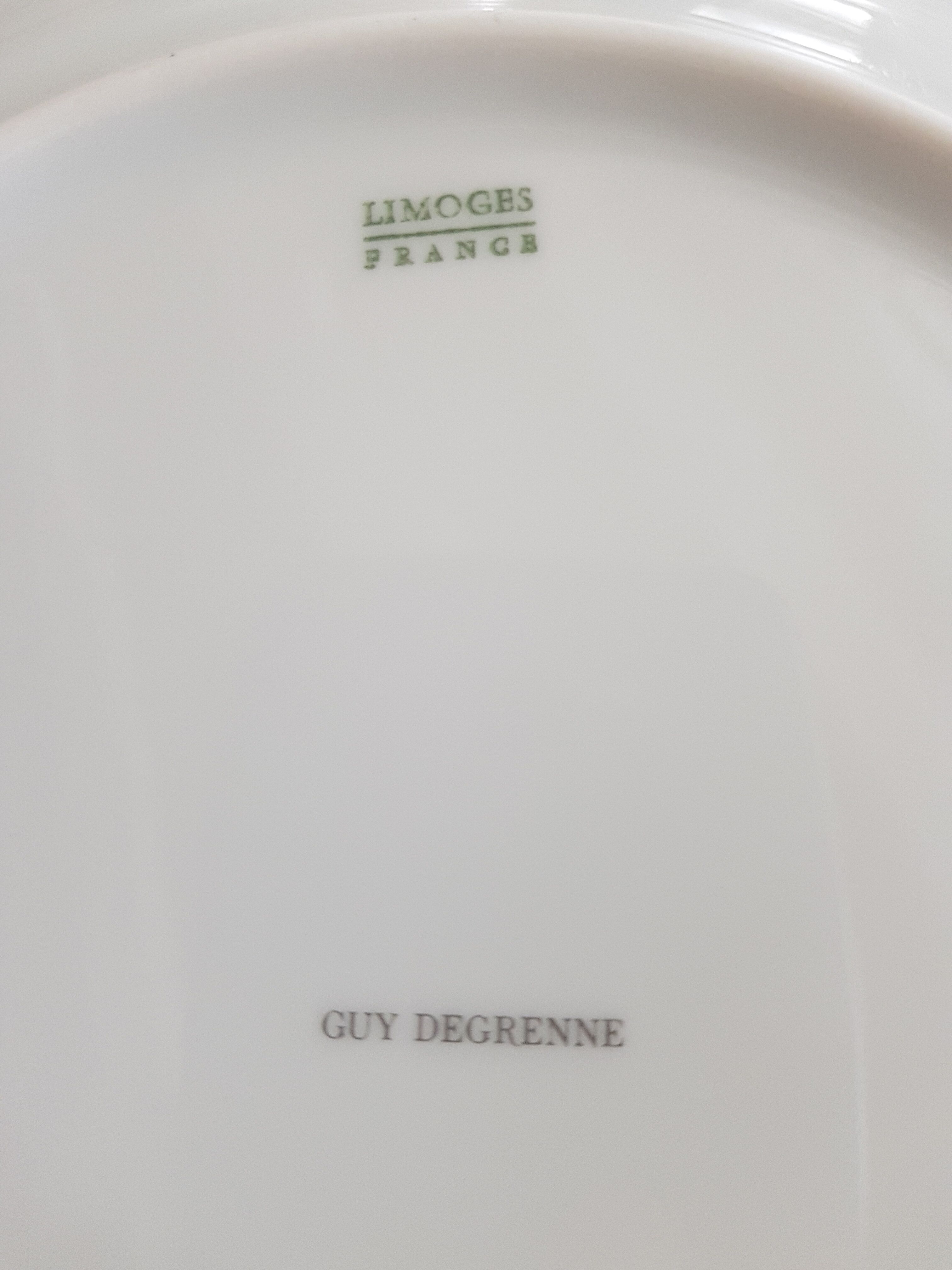 Set of 6 flat plates in porcelain liserets or Guy Degrenne