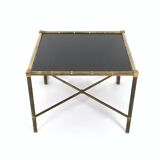 Brass and black opaline glass coffee table, France  1950s