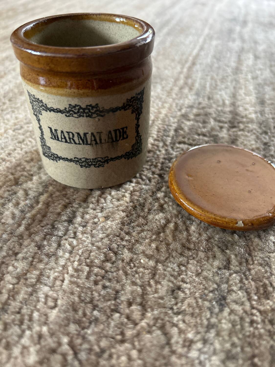 Small English stoneware marmalade pot