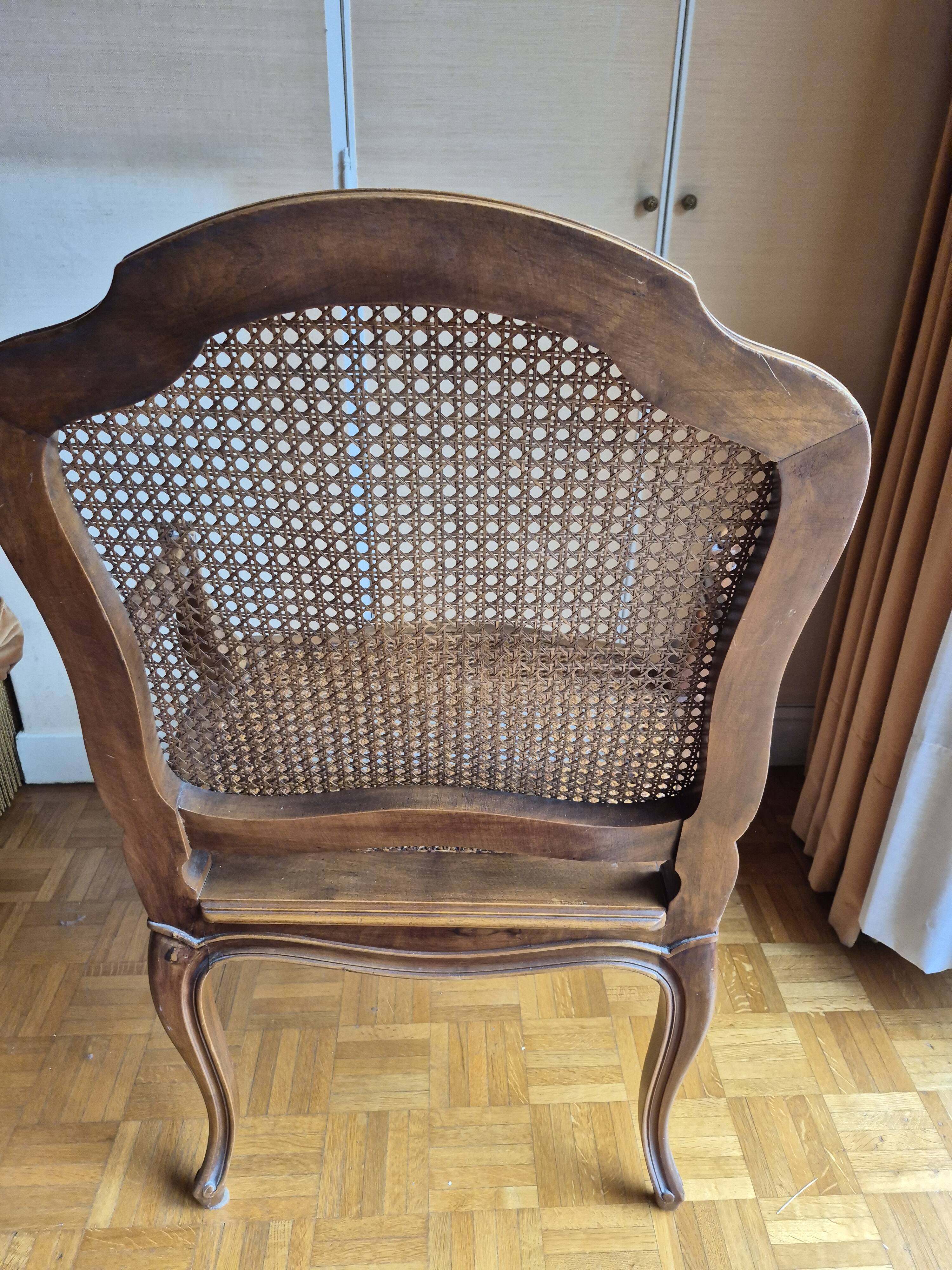 Louis XV style fluted cabriolet armchair