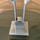 Space age 1970 vintage rotating cheese platter smoked glass chrome