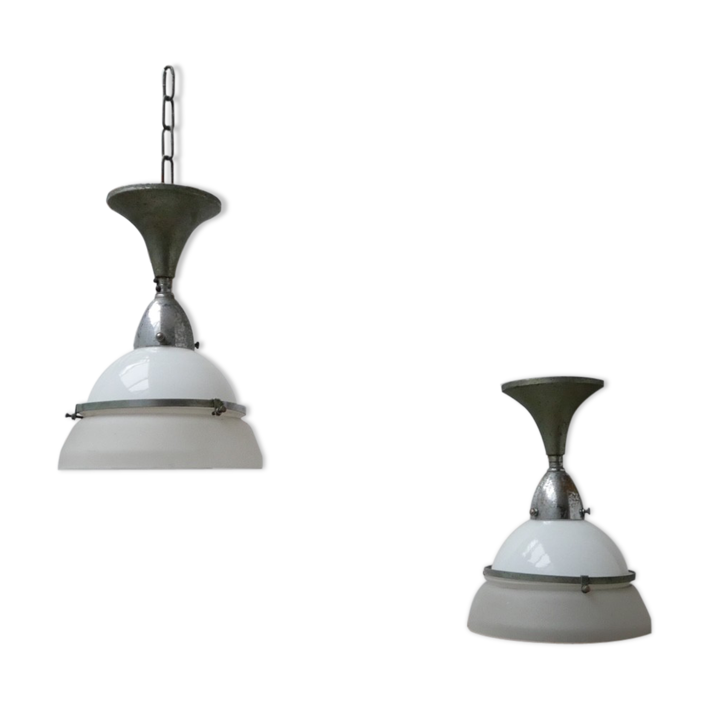 Two Tone Antique Glass Ceiling Pendants (2)