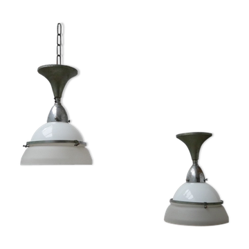 Suspension en verre antique de deux tons