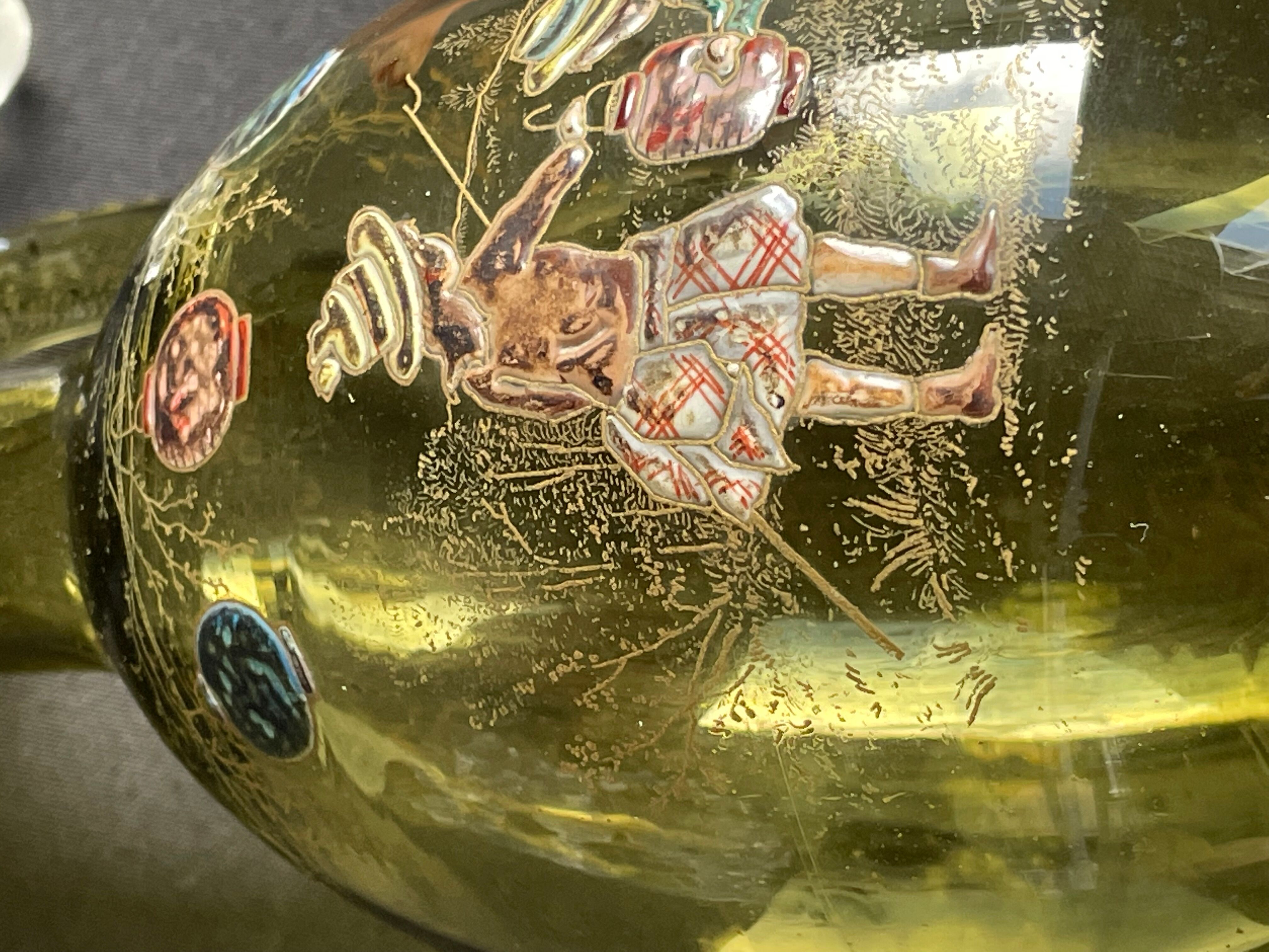 François-Théodore Legras - Verrerie La Plaine Saint Denis - Broc on pedestal with antique green background