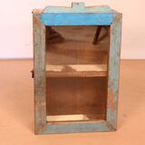 Burmese teak wall display case with original polychrome patina