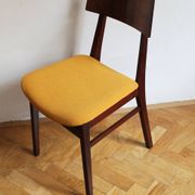 Vintage dining chair from the 1960s, Scandinavian style, wood and fabric.