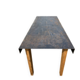 Grande table industrielle années 50 acier et bois 200cm