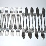 Vintage fish cutlery set 8 forks + 8 knives + deetjen rocaille louis xv service n°25
