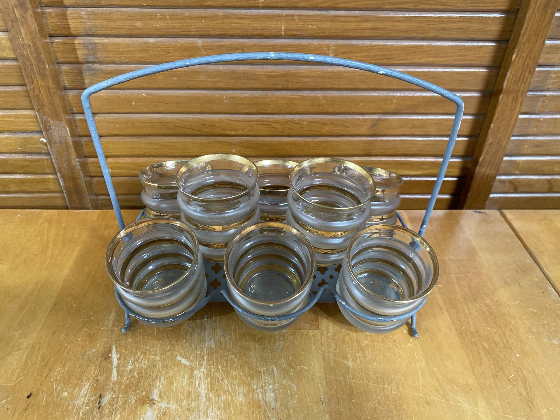 Service liqueur style mategot metal grey support + 8 bibendum glasses d