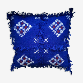 Coussin berbère bleu