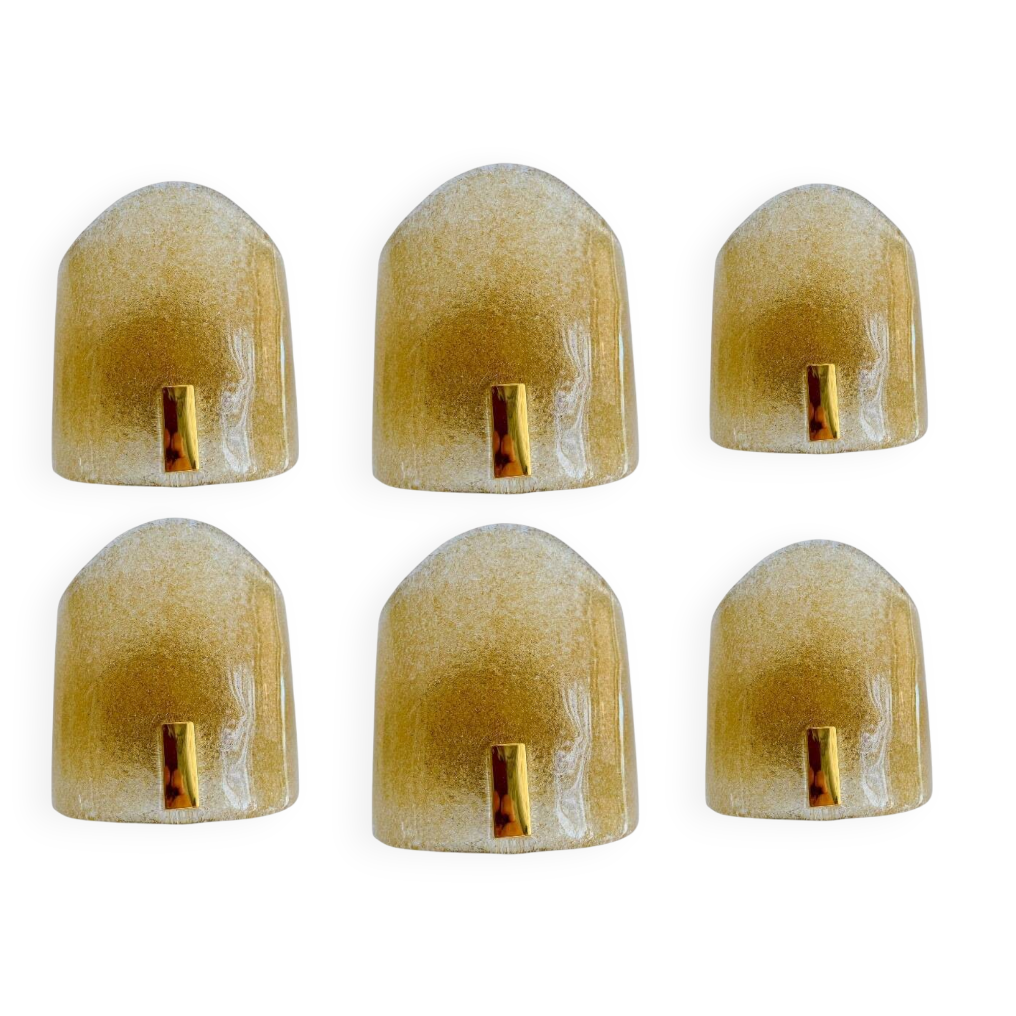 6 appliques en verre de Murano avec incrustations d'or , Italie 1990