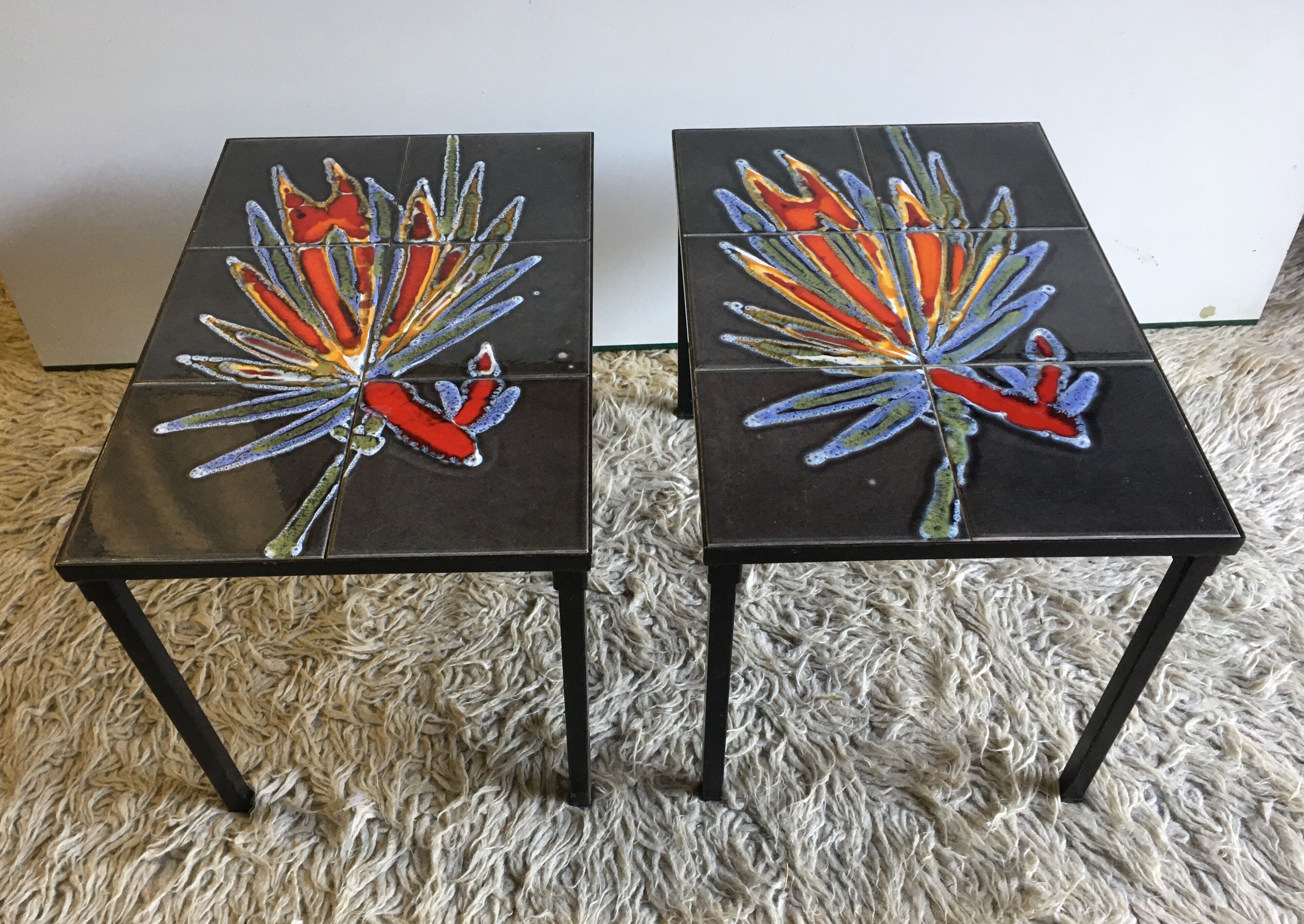 Metal and ceramic coffee table - 60s