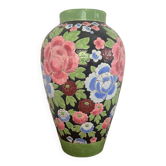 Grand vase Keramis – époque Art déco à motif de pivoines