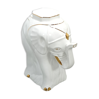 White porcelain elephant with gold vintage