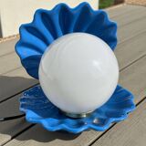 Vintage blue opaline shell lamp
