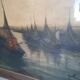 Peinture vintage bord de mer chalutiers