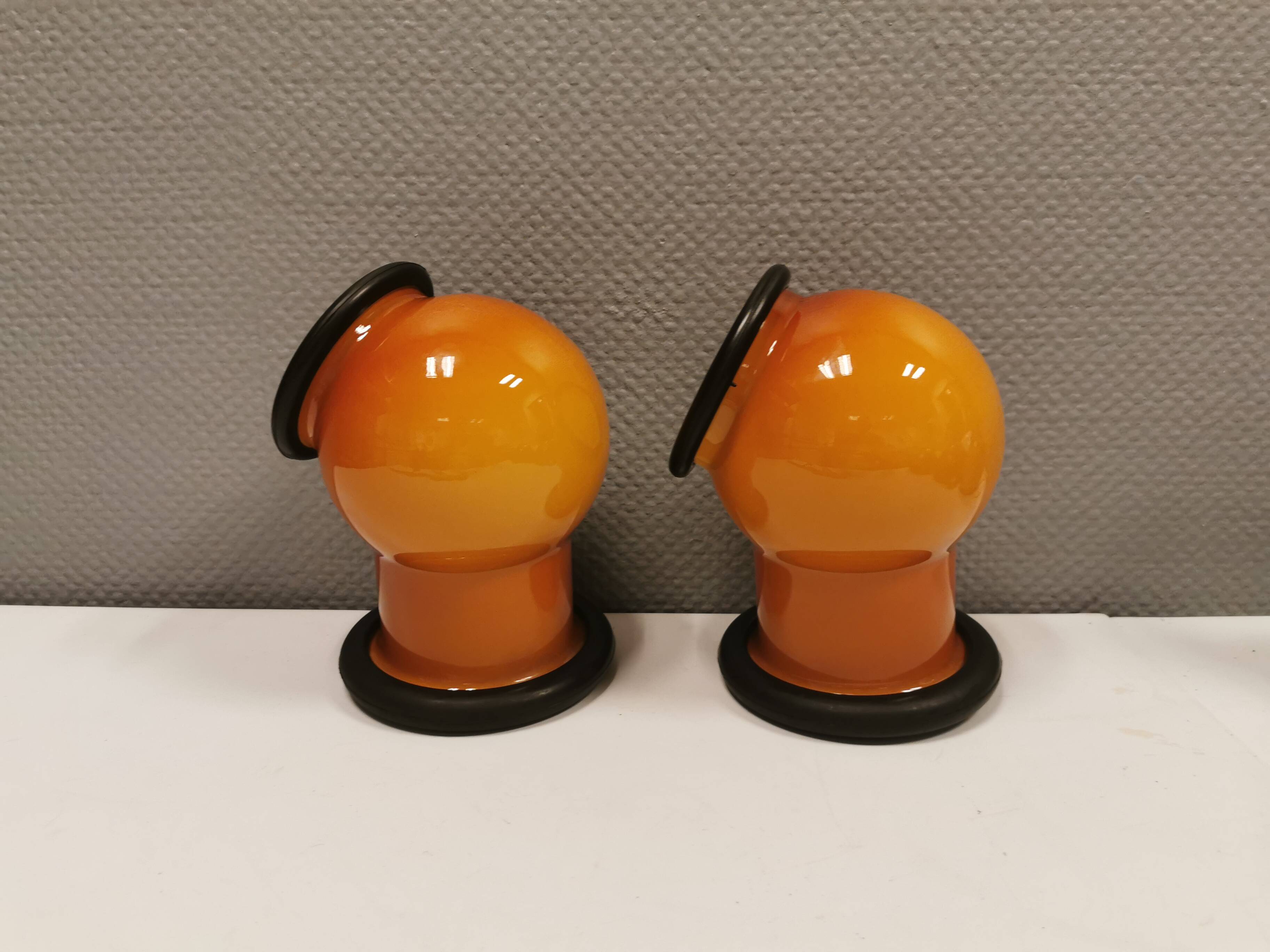 A set of EPOKE II wall lights, designed by Michael Bang for Holmegaard Denmark 1975-1981.