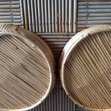 Duo of wicker round baskets