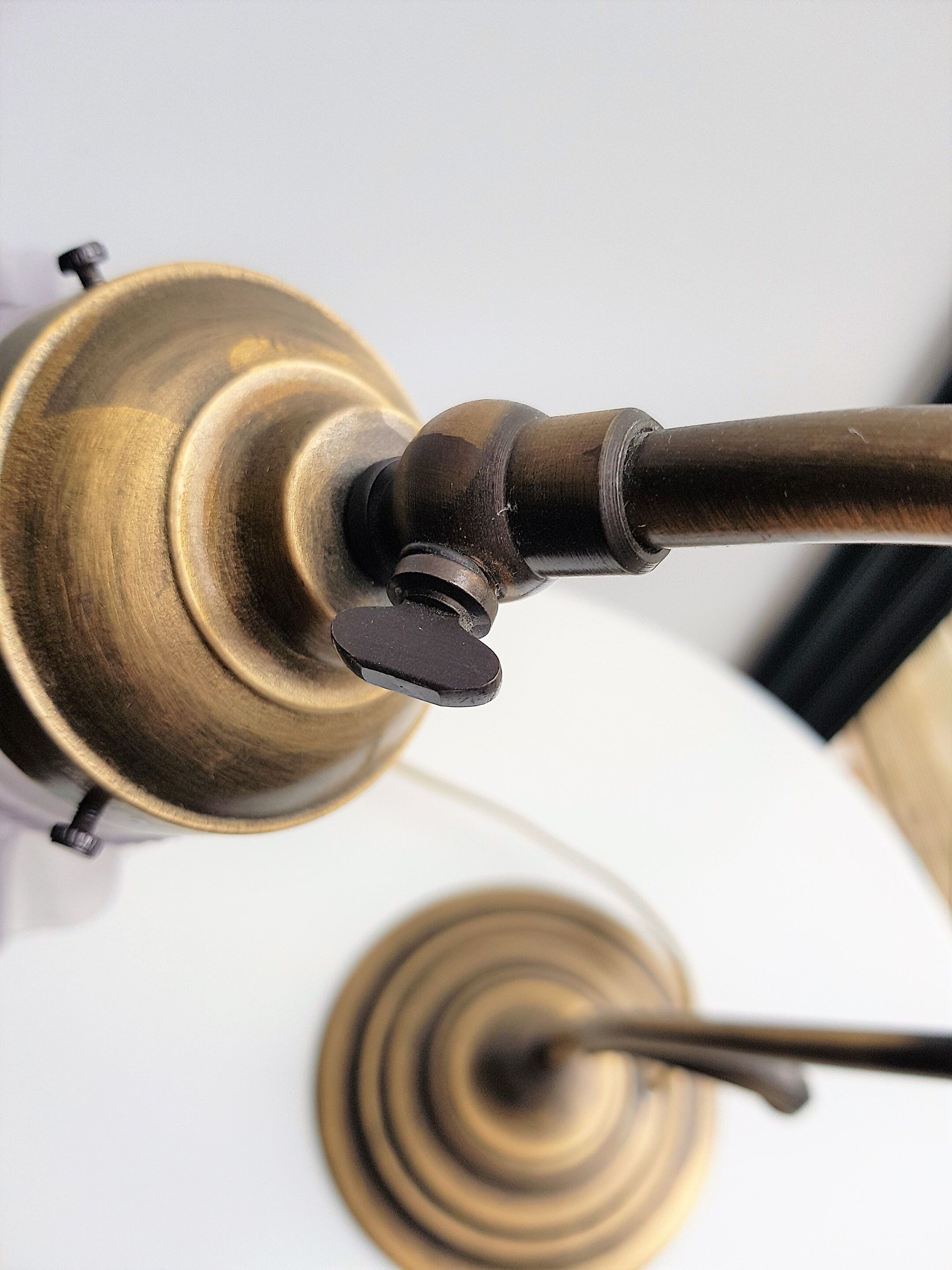 Articulated in brass and frosted glass lamp