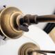 Articulated in brass and frosted glass lamp